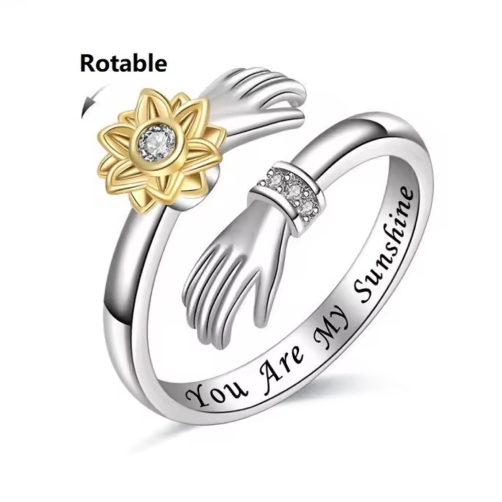 Silver and Gold Sunflower HUG Ring 🫂